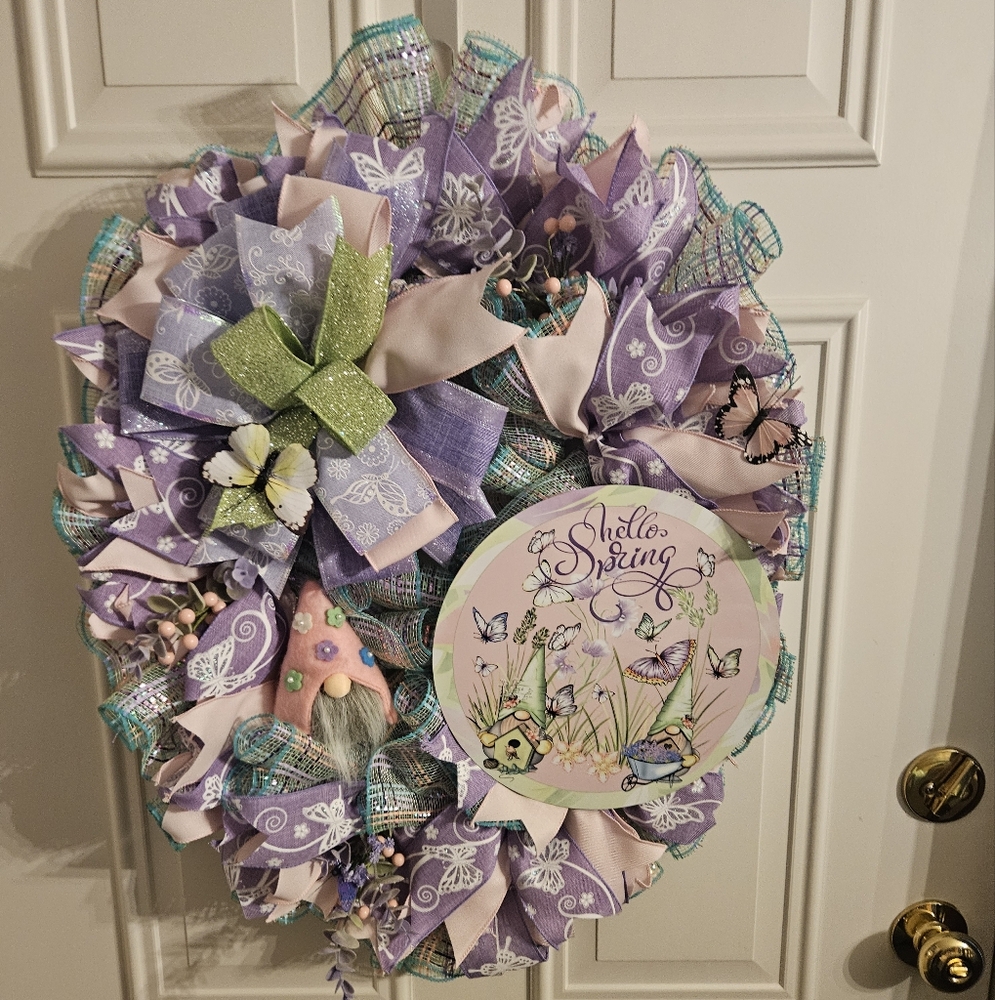 Hand Crafted Purple and Green Spring Wreath
